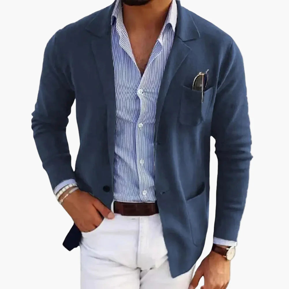 Herren Business Casual Blazer – Einreihiges Sakko mit Revers und Taschen, Elegantes Freizeit- und Business-Outfit
