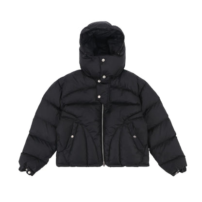 Kurze Steppjacke mit Kapuze und Reißverschluss für Herren, Schwarz oder Khaki