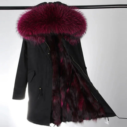 Damen Winter Parka mit Kapuze und Kunstpelz Futter