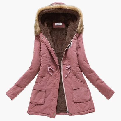 Damen Winterparka mit Kunstfellkapuze – Modischer Koreanischer Stil, Warm & Gefüttert, Alltag & Outdoor