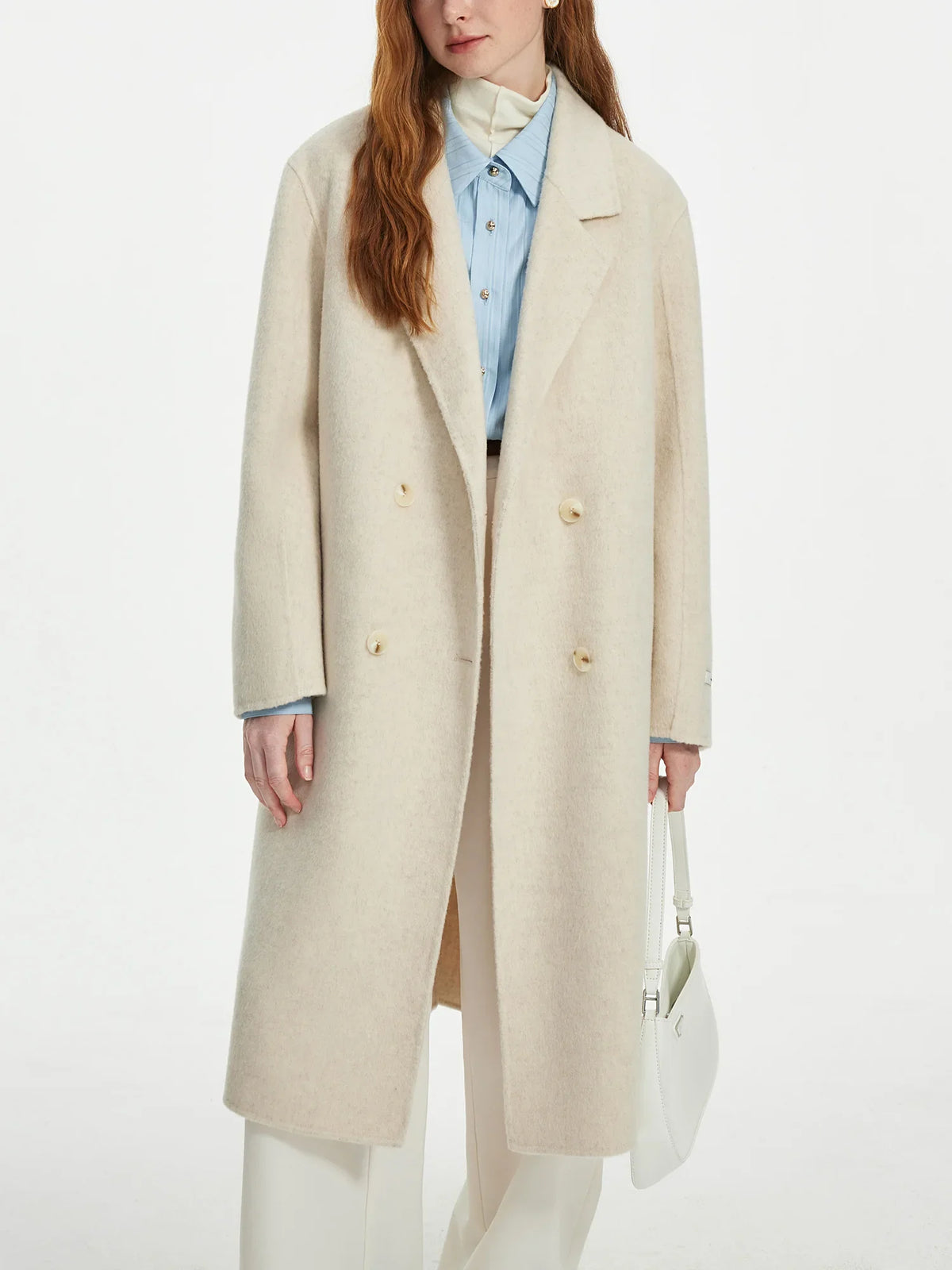 Damen Langer Mantel Doppelreiher Dunkelgrau Winter