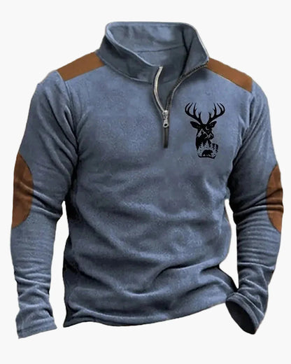 Herren Half-Zip Pullover mit Jagdmotiv