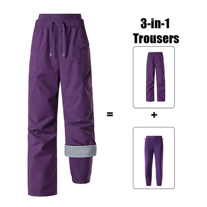 Unisex 3-in-1-Hose mit Fleecefutter, Kordelzug und elastischem Bund