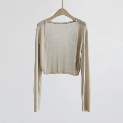 Kurze Damen Bolero Strickjacke Langarm Cardigan Crop Top
