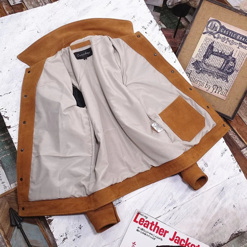 Braune Übergangsjacke im Blouson-Stil für Herren