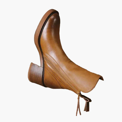 Damen Stiefelette mit Absatz – Eleganter Veganem Leder-Look für Alltag & Büro