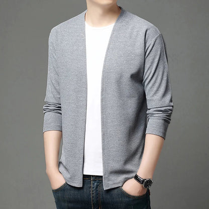Herren Cardigan Strickjacke Langarm V-Ausschnitt Leichte Freizeit-Oberteil