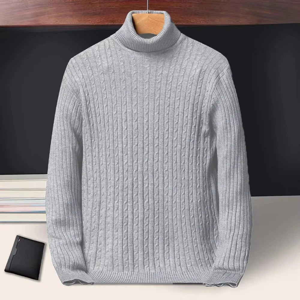 Rollkragenpullover für Herren mit Zopfmuster