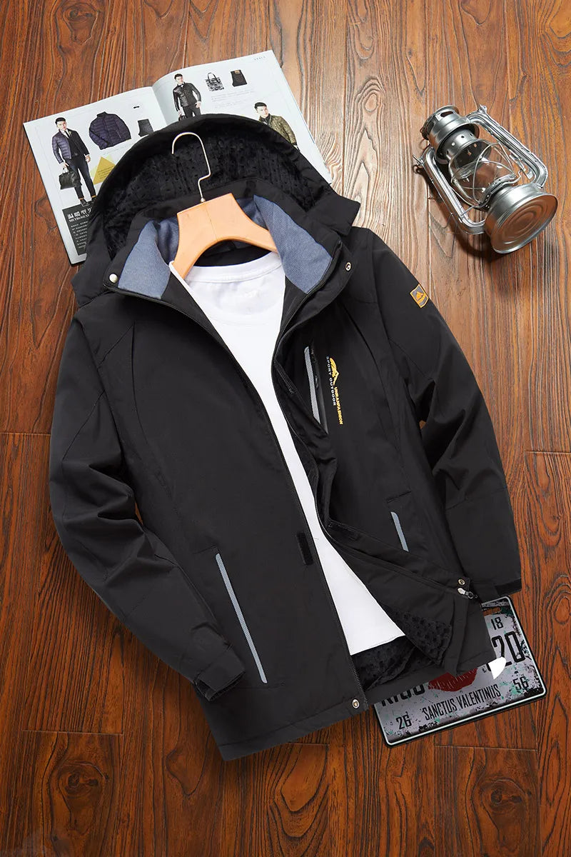 Herren Winterjacke mit Kapuze und Fleece-Futter – Atmungsaktiv & Winddicht, Blau