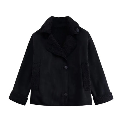 Damen Oversize Streetwear Jacke mit Teddyfutter – Modische Übergangsjacke für Alltag und Freizeit
