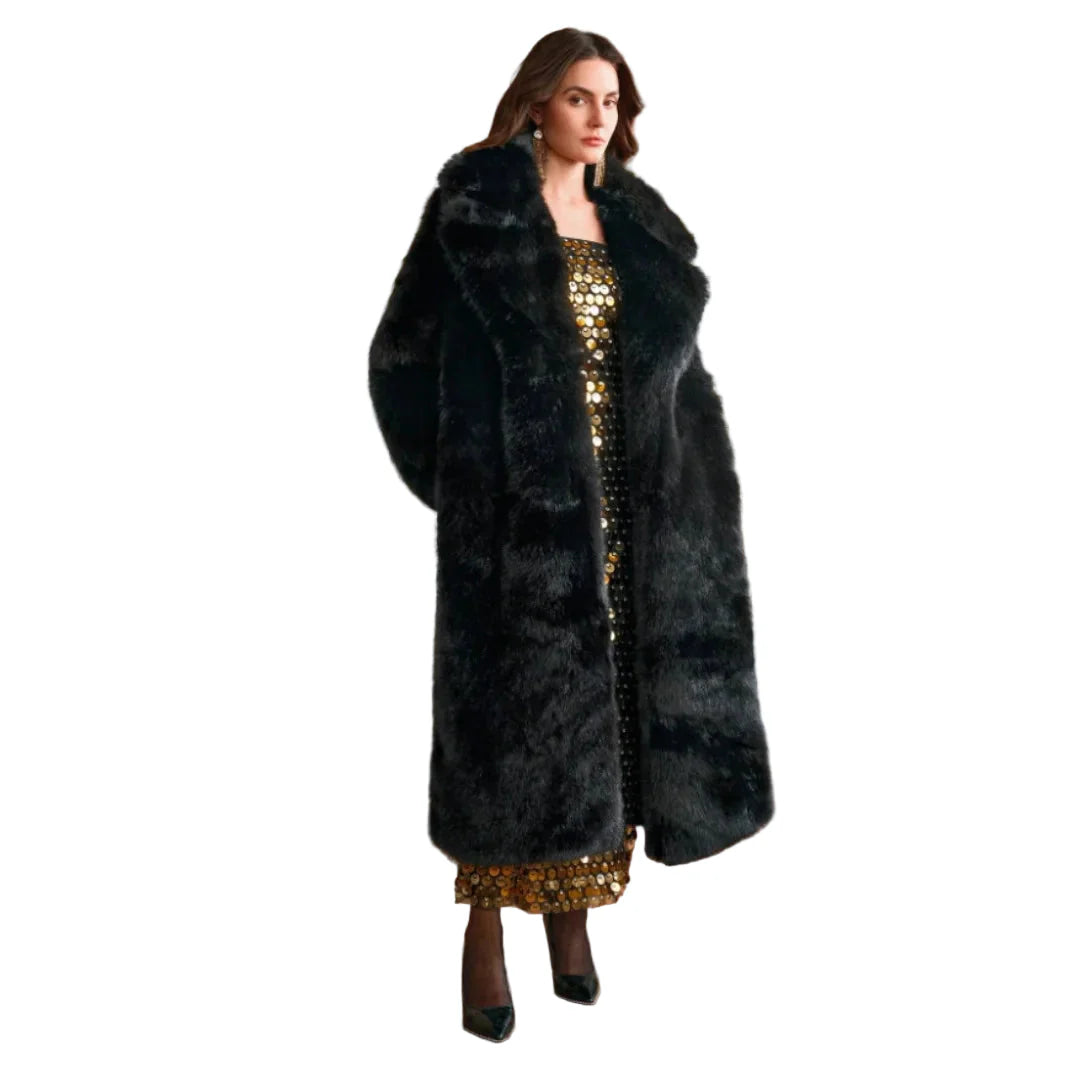 Damen Luxus Oversize Kunstpelzmantel – Eleganter Wintermantel im Vintage-Stil für stilbewusste Frauen