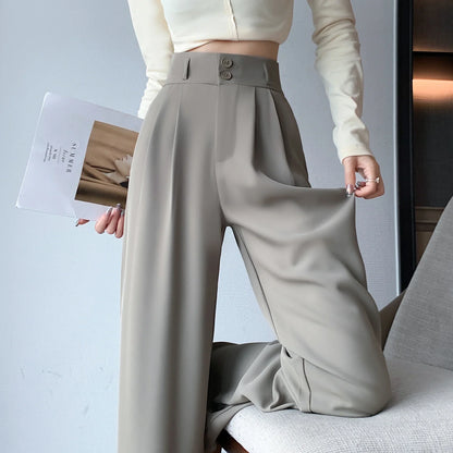 Damen Weite Hosen mit hohem Bund und Faltenbeinen
