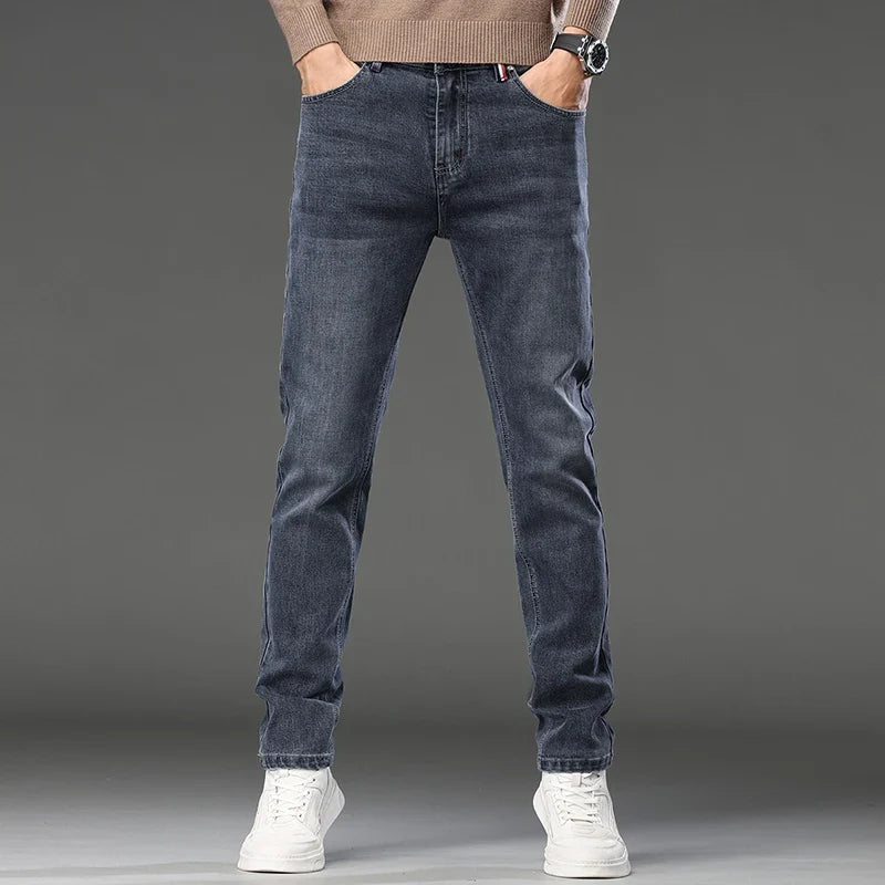 Jeans Herren Denim Hose Dunkelgrau Regular Fit