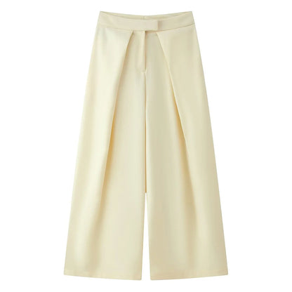 Damen Weite Culotte Hose mit Falten Kurz Weites Bein