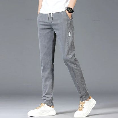 Herren Freizeithose Elastischer Bund Kordelzug Hellblau