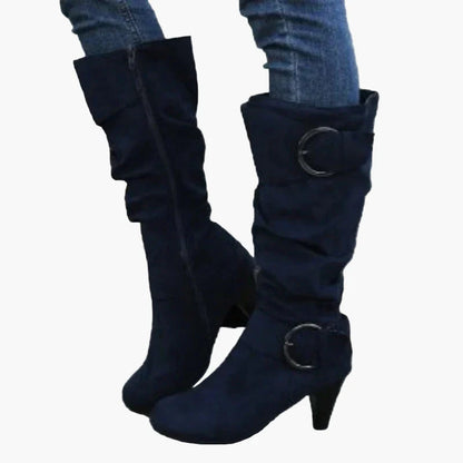 Damen Stiefel mit Absatz und Schnallen – Modische Herbst- und Winterstiefel für Alltag und Freizeit