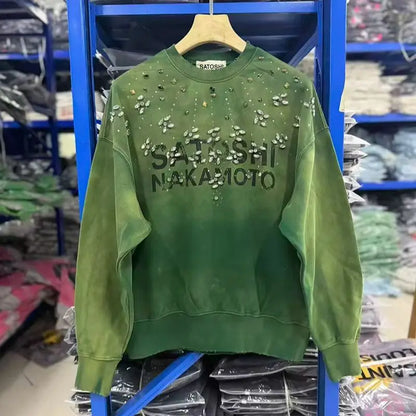 Unisex Sweatshirt mit Farbverlauf und Strasssteinen