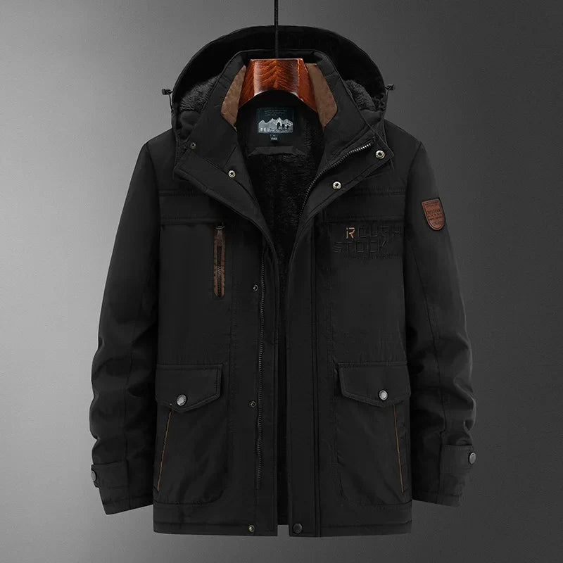 Herren Winterparka mit Kapuze, Teddyfutter und mehreren Taschen
