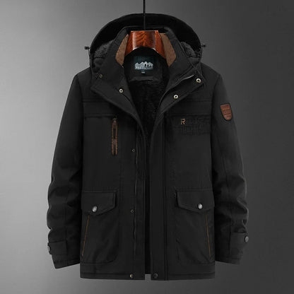 Herren Winterparka mit Kapuze, Teddyfutter und mehreren Taschen