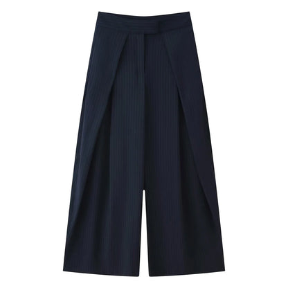 Damen Weite Culotte Hose mit Falten Kurz Weites Bein