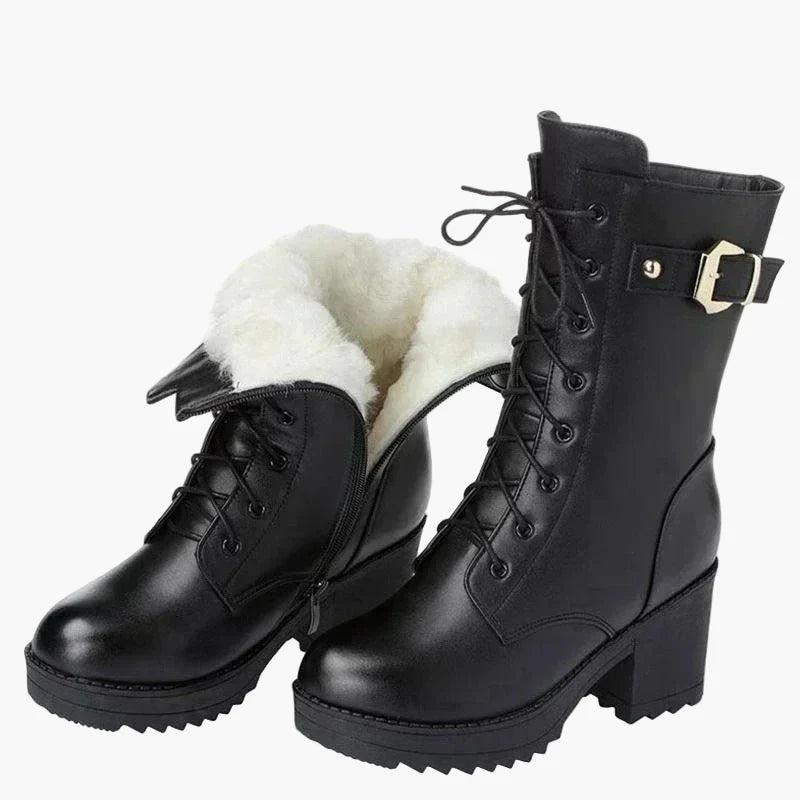 Damen Winter-Stiefeletten mit Absatz – Modische Schnürboots für kalte Tage
