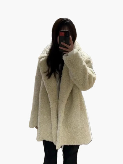 Damen Teddyfell Mantel Oversize – Modischer Wintermantel für Alltag und Freizeit