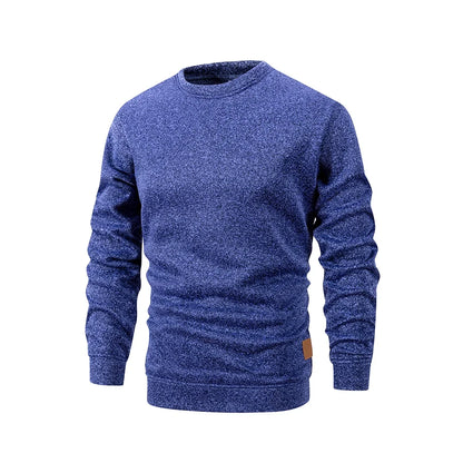 Herren Rundhals Pullover Langarm Sweatshirt Melange-Optik