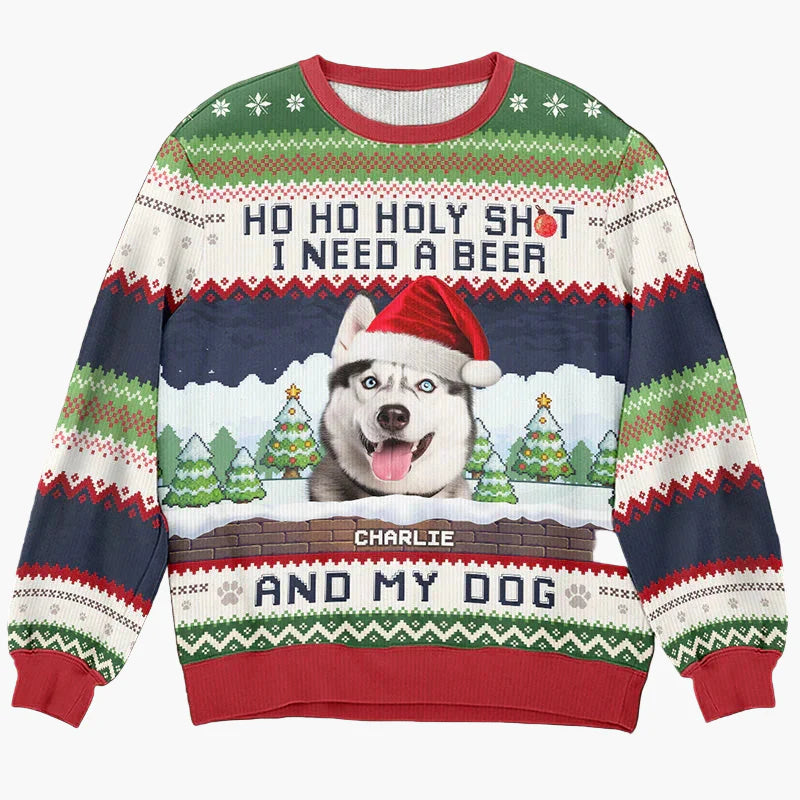 Unisex Weihnachts-Sweatshirt mit Fotodruck – Lustiger Ugly Christmas Pullover für festliche Anlässe