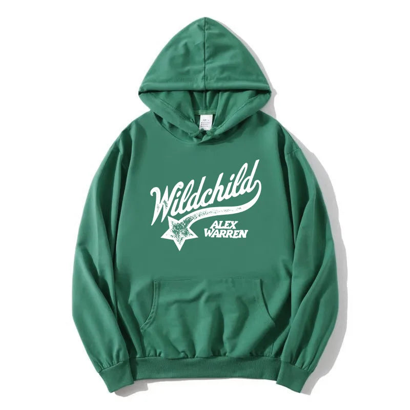 Hoodie mit Kordelzug und Kängurutasche – “Wildchild” Print vorne