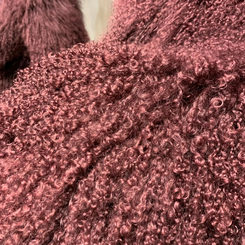 Damen Langer Mantel mit zotteligem Kragen Warmer Winter Outwear