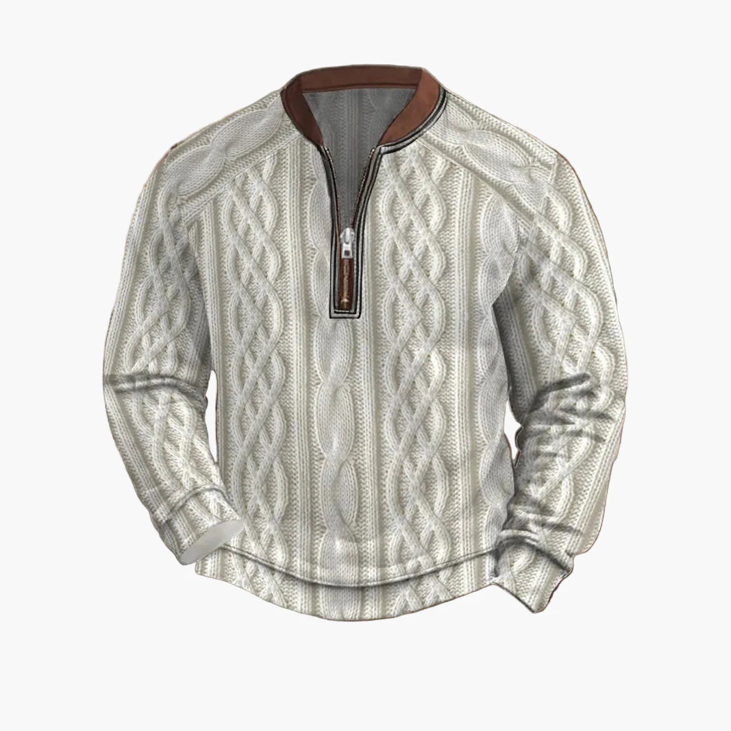 Herren Strickpullover im Street Style mit halbem Reißverschluss – Modischer Freizeitpullover für Frühling und Herbst