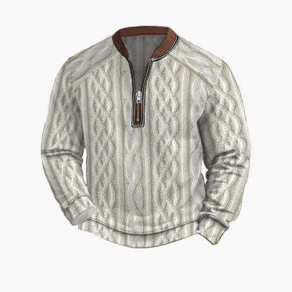 Herren Strickpullover im Street Style mit halbem Reißverschluss – Modischer Freizeitpullover für Frühling und Herbst