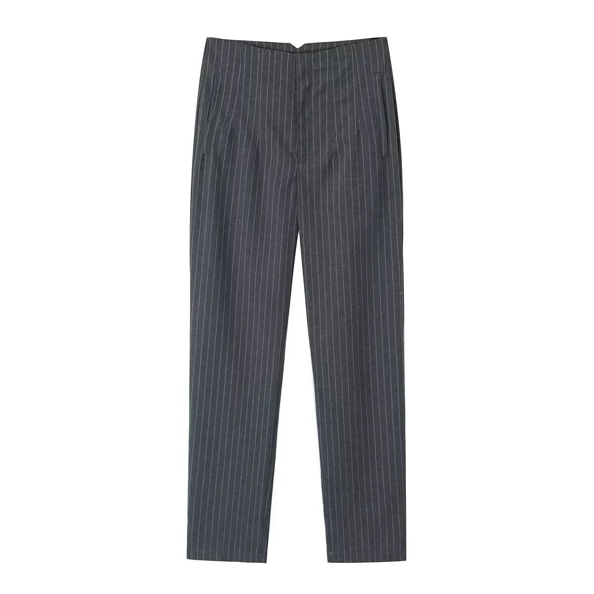 Damen Stoffhose Hoher Bund Business-Hose Elegante Anzughose Beige/Schwarz/Blau Gestreift