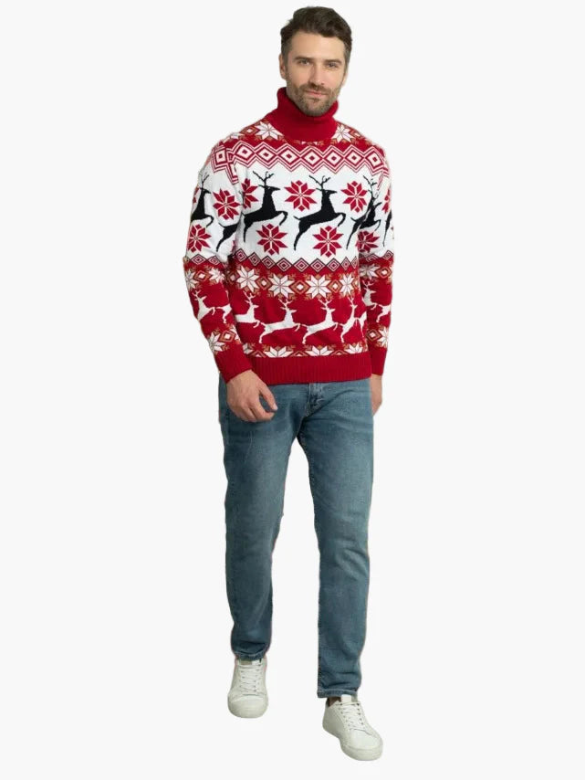 Damen Weihnachts-Pullover mit Rentier- und Schneeflocken-Muster – Festlicher Strickpullover für Winter & Feiertage