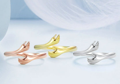 Damen Umarmungsring – Symbolischer Freundschaftsring im modernen Stil, ideales Geschenk für Frauen