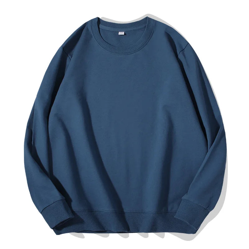 Unisex Langarm Sweatshirt Rundhalsausschnitt Freizeit Pullover Einfarbig
