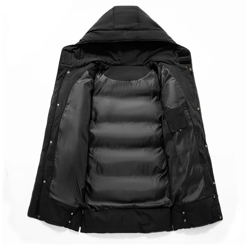 Herren Winter Steppmantel mit Kapuze und langen Ärmeln