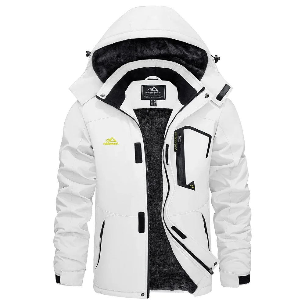 Winter Outdoorjacke für Herren mit Kapuze und Plüschfutter, viele Farben