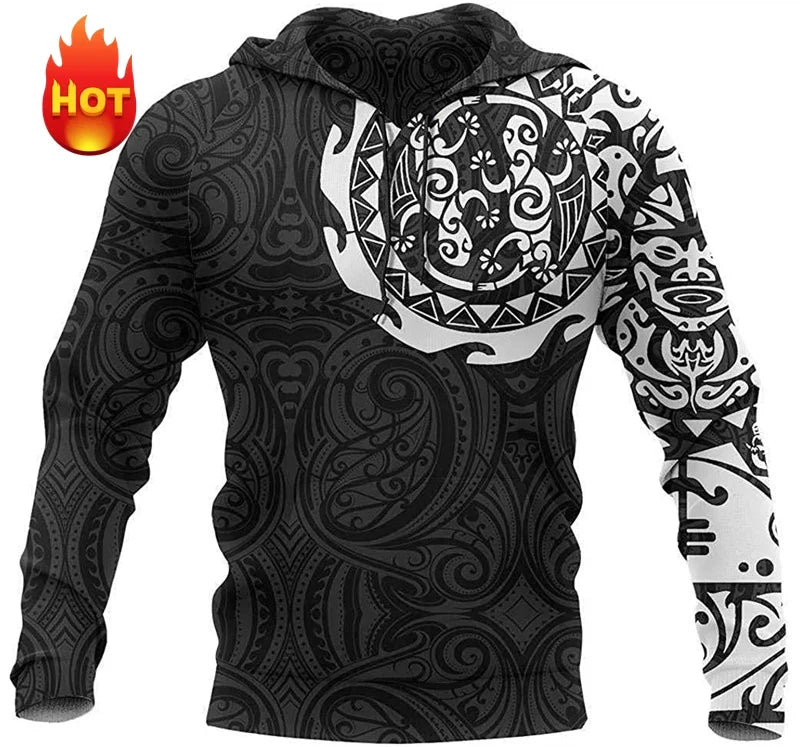 Hoodie mit Kapuze, Langarm, Allover-Print, grafisches Muster