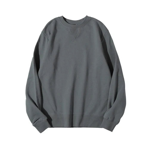 Unisex Langarm Sweatshirt Rundhals Grau meliert