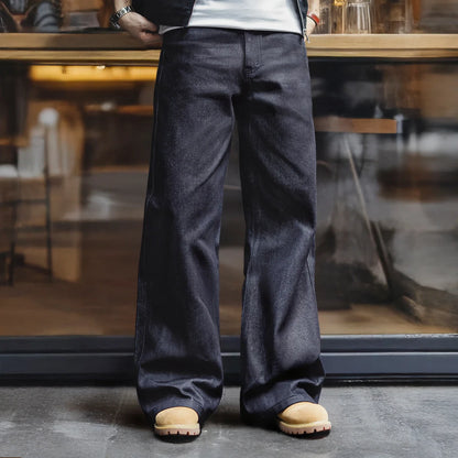 Weite Herren Jeanshose Dunkelblau Denim Look Loose Fit