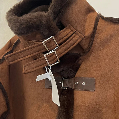 Damen Lässige Winter Fliegerjacke mit Kunstfell – Modische Kurzjacke für Freizeit und Alltag