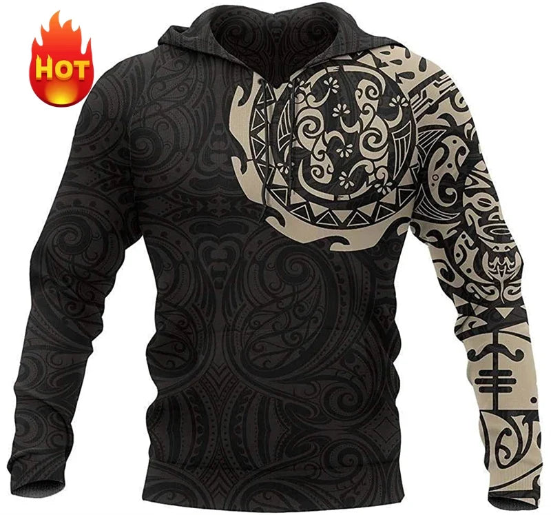 Hoodie mit Kapuze, Langarm, Allover-Print, grafisches Muster
