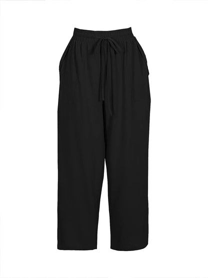 Damen Freizeithose mit Kordelzug und aufgeschlagenem Beinabschluss