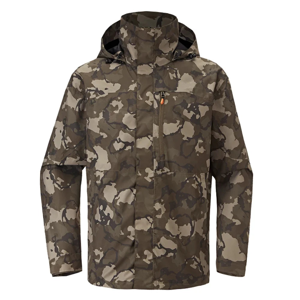 Herren Outdoorjacke Tarnmuster mit Kapuze & Reißverschluss, gefüttert