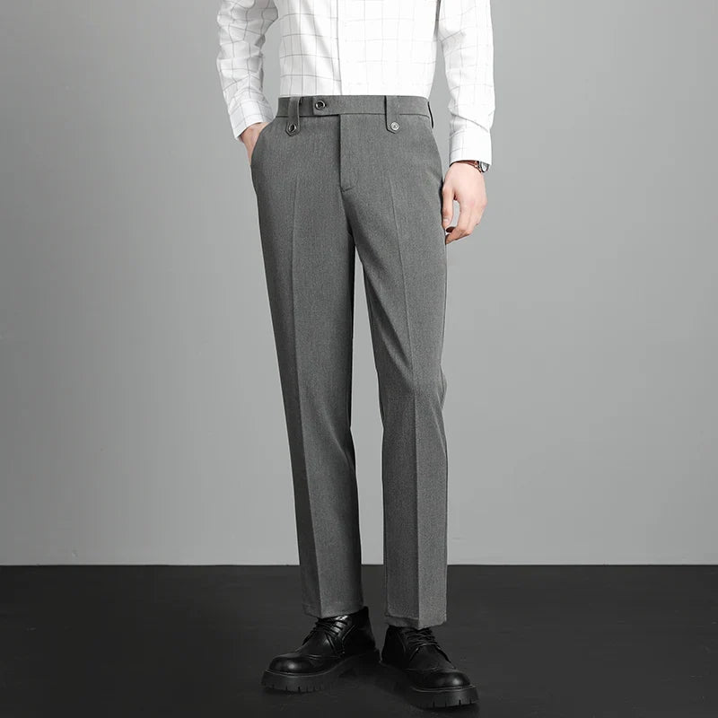 Herren Hose Beige Business-Stil Schmal Geschnitten