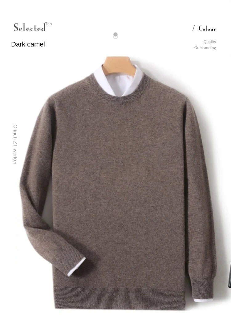 Herren Rundhals Pullover Langarm Feinstrick Basic