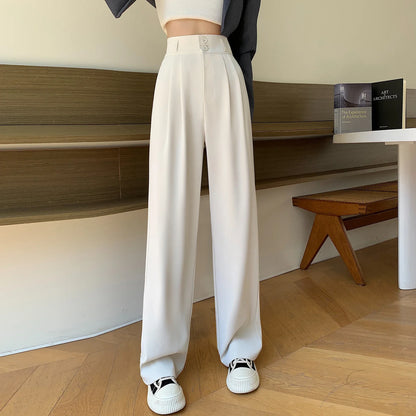 Damen Weite Hosen mit hohem Bund und Faltenbeinen