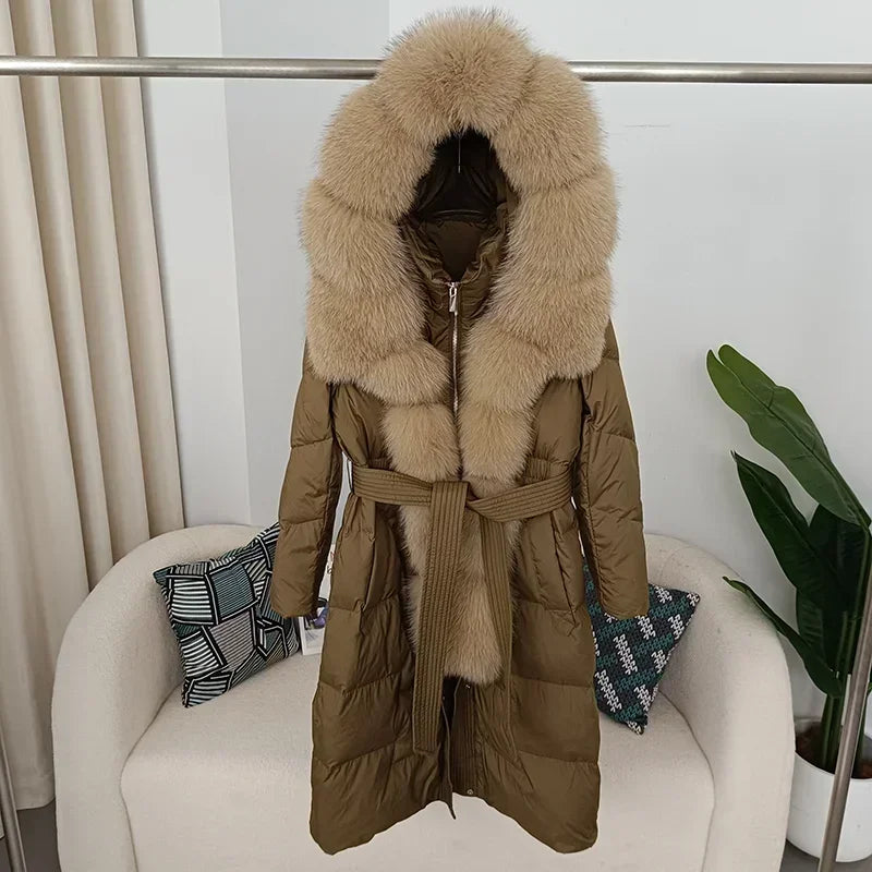 Damen Winter Steppmantel mit Kapuze und Kunstfellbesatz