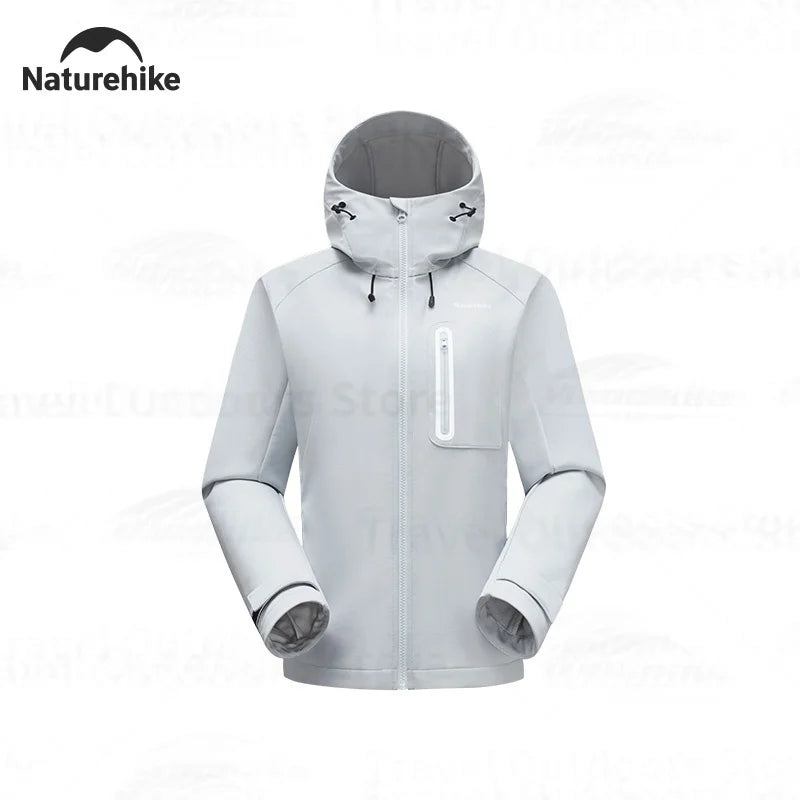 Unisex Outdoorjacke mit Kapuze und Reißverschluss, Schwarz oder Hellgrau